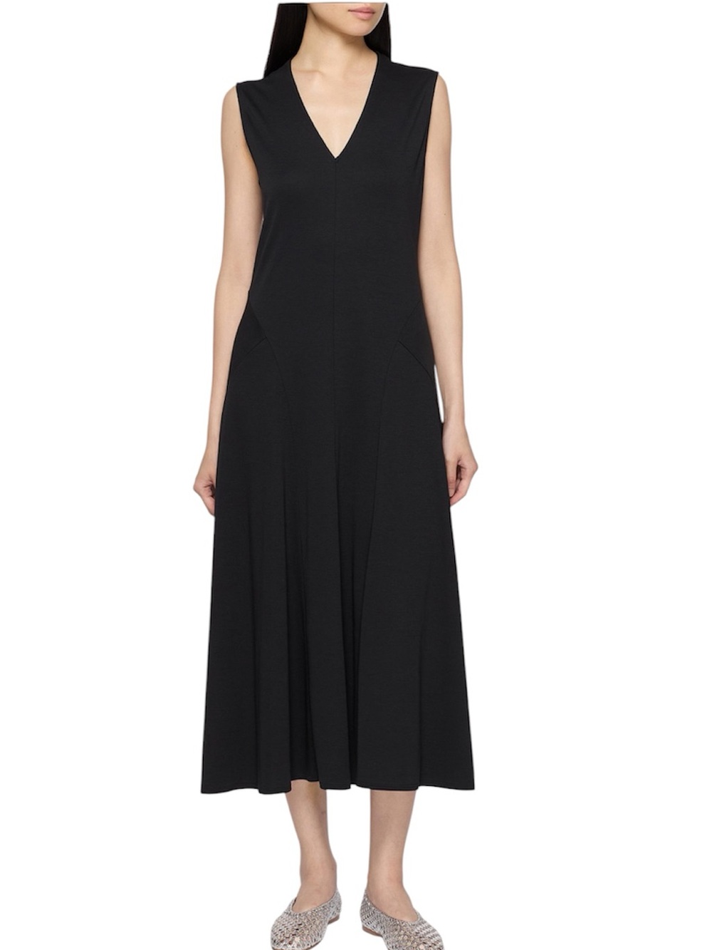 Theory CLINTON SLEEVELESS V-NECK KNIT MIDI DRESS XL NWT